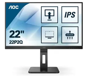 21.5" AOC 22P2Q černá / IPS / 1920x1080 / 250cd / 16:9 / 1000:1 / 4ms / HDMI+ DP+VGA+DVI