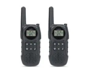 Nedis Walkie-Talkie Set černá / 2x vysílačka / 2 sluchátka / Až 10 km / 8 kanálů / PTT / VOX