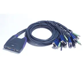 ATEN CS-64US / 4-port KVM USB mini / audio / 0.9m integrované kabely