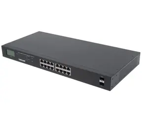 Intellinet Switch 16-Port Gigabit PoE+ LCD / 16-port / 2x SFP / 1000 Mbps / 16x PoE+ / 19"