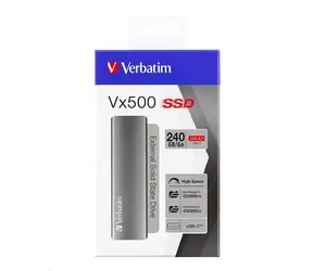 Verbatim Store 'n' Go GEN2 Vx500 240GB stříbrná / Externí SSD / 2.5"/ USB 3.1 Gen 2 / čtení: 500MBs / zápis: 430MBs