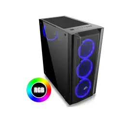 EVOLVEO Ptero Q1 černá / ATX / 2x USB 2.0 + 1x USB 3.0 / 4x RGB 120 mm / bez zdroje / průhledná bočnice