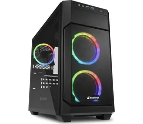 Sharkoon V1000 průhledná bočnice černá / Micro-ATX / 2x USB 3.0 / 3x 120 mm / Bez zdroje / průhledná bočnice