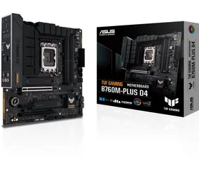 ASUS TUF GAMING B760M-PLUS D4 / B760 / LGA 1700 / 4x DDR4 / PCIEx16 / 1x 2.5GLAN / Wi-Fi / mATX