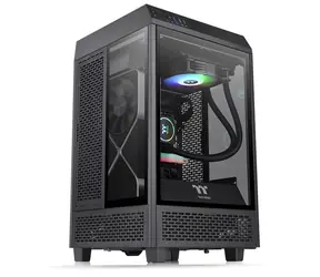 Thermaltake The Tower 100 Black / Mini ATX / 1x USB C 3.2 / 2x USB 3.0 / Bez zdroje / průhledná bočnice