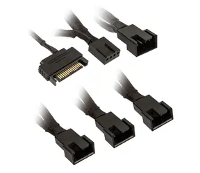 Kolink Rozbočovače ventilátoru 1-4 PWM - 35cm (opletený) černá