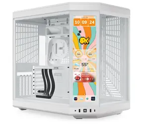 Hyte Y70 Touch Infinite bílá / E-ATX / 2x USB-A 3.2 / 1x USB-C 3.2 / průhledná bočnice / Riser kabel / displej