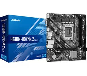 ASRock H610M-HDV/M.2 2.0 / H610 / LGA 1700 / 2x DDR4 / PCIEx16 / 1x GLAN / mATX