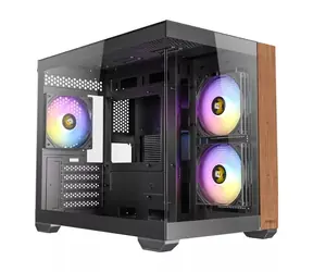 Antec CX600M Wood černá / mATX / 1x USB-A 2.0 / 1x USB-C 3.1 / 3x 120mm RGB / bez zdroje / průhledná bočnice