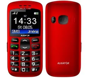 Aligator A670 Senior červená / CZ distribuce / SOS tlačítko / stolní nabíječka