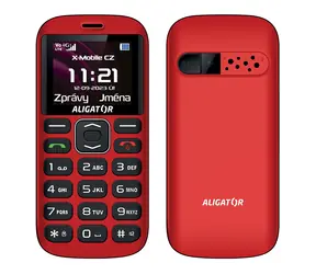 Aligator A720 4G Senior černo-čevená / 1.8" TFT / SOS tlačítko / nabíjecí stojánek / SOS lokátor / FM rádio