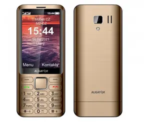 Aligator D950 zlatá / 3.5" TFT / Dual SIM / SOS tlačítko | Locator | SMS / FM rádio / svítilna