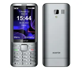 Aligator D950 stříbrná / 3.5" TFT / Dual SIM / SOS tlačítko | Locator | SMS / FM rádio / svítilna
