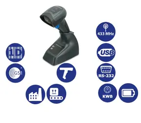 DATALOGIC QuickScan I QM2131 / 1D snímač čárových kódů / 433MHz / Multi-IF / kolébka / bez IF kabelu / černá