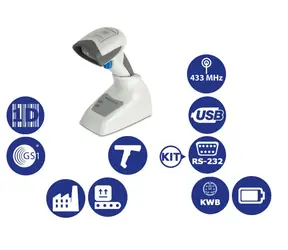 DATALOGIC QuickScan I QM2131 / 1D snímač čárových kódů / 433MHz / Multi-IF / kolébka / bílá