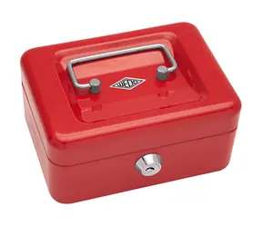 WEDO 152 Přenosná pokladna červená / 4 přihrádky / 1 spona / uzamykatelná