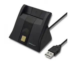 Qoltec 50643 Chytrá čtečka čipových karet 1m černá / USB 2.0 / USB-C 3.0 adaptér / LED Dioda