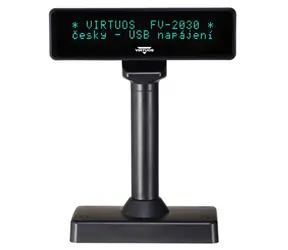 VIRTUOS FV-2030B černá / zákaznický displej / VFD / 2x20 9 mm / USB