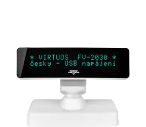 VIRTUOS FV-2030W bílá / zákaznický displej / VFD / 2x20 9 mm / USB