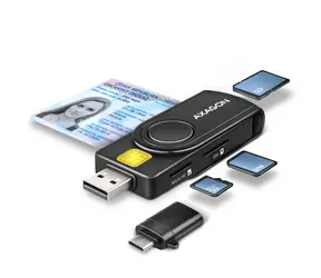 AXAGON CRE-SMP2A, USB-A + USB-C PocketReader 4-slot čtečka Smart card (eObčanka) + SD/microSD/SIM
