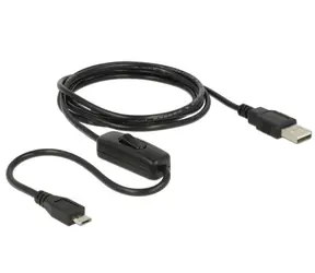 DeLock nabíjecí kabel USB 2.0 Type-A samec > USB 2.0 Micro-B samec s vypínačem pro Raspberry Pi 1.5 m