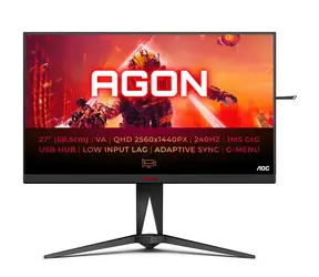 27" AOC AG275QZN/EU černá / VA / 2560 x 1440 / 16:9 / 1ms / 3000:1 / 400cd-m2 / HDMI + DP / USB / VESA / Pivot