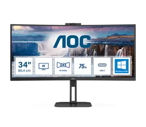 34" AOC CU34V5CW/BK černá / VA / 3440 x 1440 / 21:9 / 1ms / 3000:1 / 300cd-m2 / HDMi + DP + USB-C / VESA / repro