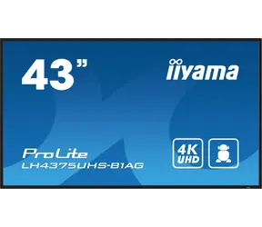 43" IIYAMA ProLite LH4375UHS-B1AG černá / IPS / 3840x2160 / 16:9 / 8ms / 1200:1 / 500cd / repro / HDMI / DP