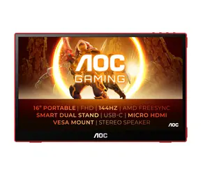 15.6" AOC Gaming 16G3 červená / IPS / 1920x1080 / 16:9 / 4ms / 8mil:1 / 250cd-m2 / HDMI + USB-C (DP)
