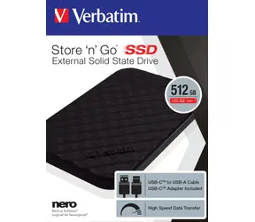 Verbatim SSD Store 'n' Go 512GB černá / Externí SSD / 2.5"/ USB 3.2 Gen. 1