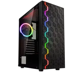 Kolink Inspire K8 ARGB černá / ATX / 1xUSB 3.0 + 2xUSB 2.0 / 1x120 mm / bez zdroje / průhledná bočnice / tvrzené sklo