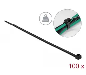 Delock Kabelový úvazek s vysokou pevností v tahu D 200 x Š 4.8 mm černý 100 ks