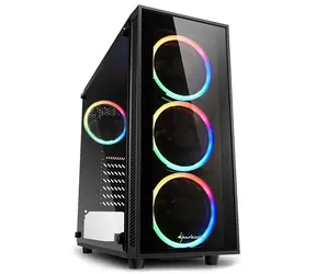 Sharkoon TG4 RGB černá / ATX / 2x USB3.0 / 2x 3.5mm Jack / 4 x 120 mm (4xRGB)