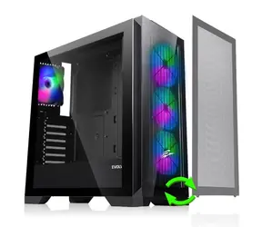 EVOLVEO Ptero Q2+ černá / ATX / 2x USB 2.0 + 1x USB 3.0 / bez zdroje / 4x 120mm ARGB / průhledná bočnice