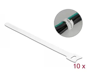 DeLock Stahovací pásky na kabely 200mm x 12mm 10ks bílá