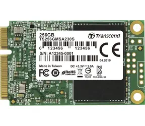 Transcend MSA230S 256GB / mSATA / RW: 530/400 MBps / IOPS: 45K/70K / MTBF 1.0mh / 3y