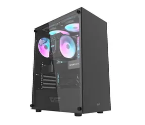 darkFlash DK100 černá / ATX / bez ventilátorů / 3x USB-A / průhledná bočnice / bez zdroje 