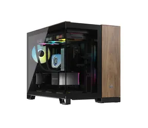 Corsair 2500X černo-ořechová / Micro-ATX / 1x USB-C 3.1 / 2x USB-A / bez zdroje / průhledná bočnice
