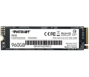 Patriot P310 960GB / SSD / M.2 2280 / PCIe Gen3 / R: 2100MBps / W:1800MBps / 3y