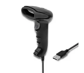 Qoltec 50866 laserová čtečka 1D černá / USB / 1.8 m délka kabelu