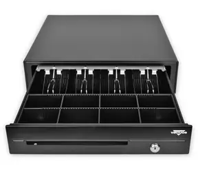 Virtuos pokladní zásuvka C420D / 9-24V / s kabelem / kovové držáky / černá