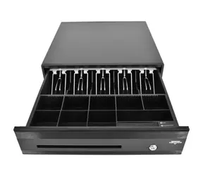 VIRTUOS Pokladní zásuvka C425D-Luxe černá / s kabelem / kovové držáky / kuličkové pojezdy / 9-24V