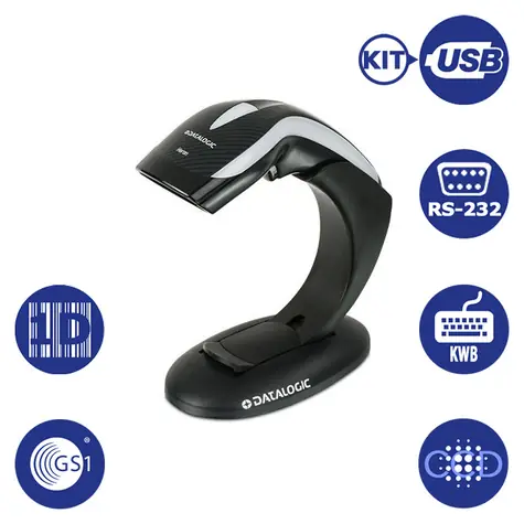 DATALOGIC Heron HD3130-BKK1B / snímač 1D čárových kódů / RS-232 / KWB / USB / kit USB / černá