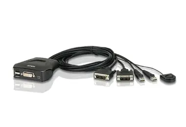 ATEN CS22D / 2-Port USB DVI KVM Switch / Remote port selector / 0.9m cables