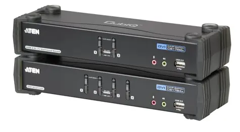 ATEN CS-1782A / 4-port KVME USB / ethernet+usb hub / audio / 2-port DVI KVMP USB / usb hub / audio 7.1 / kabely / 3D 
