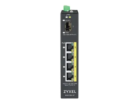 ZyXEL RGS100-5P / Desktop Switch / 5x 1Gbps / 4x GbE + 1x SFP / PoE 30W