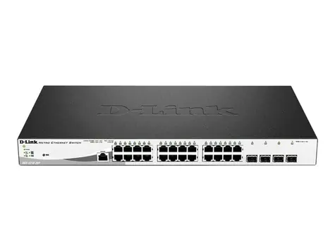 D-Link DGS-1210-28MP / 28-port Gigabit PoE Smart Switch / 24x PoE gigabit / 4x SFP / PoE budget 370W