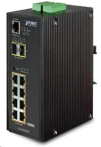 Planet IGS-10020HPT PoE switch / 8x 1000Base-T / 2x SFP / 802.3at 270W / IP30 / SNMP / IGMPv3 / IPv6