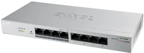 ZyXEL GS1200-8HP / 8-port Desktop Gigabit Web Smart switch / 8x Gigabit metal / 4x PoE / PoE 60W