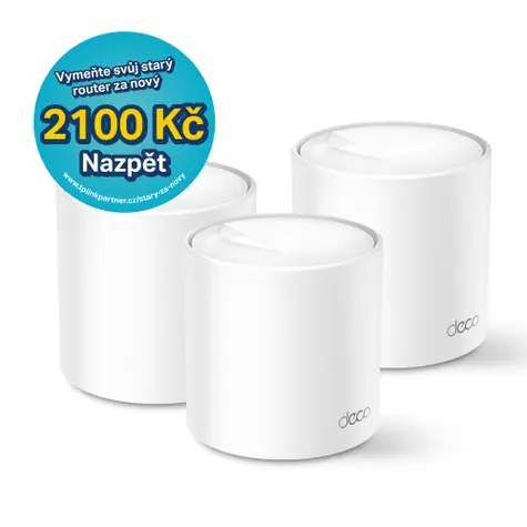 TP-Link Deco X60 (3-pack) / WiFi 6 systém MESH AX3000 / Dual-band / 2.4GHz - 574Mbps / 5GHz - 2402Mbps / 2x GLAN